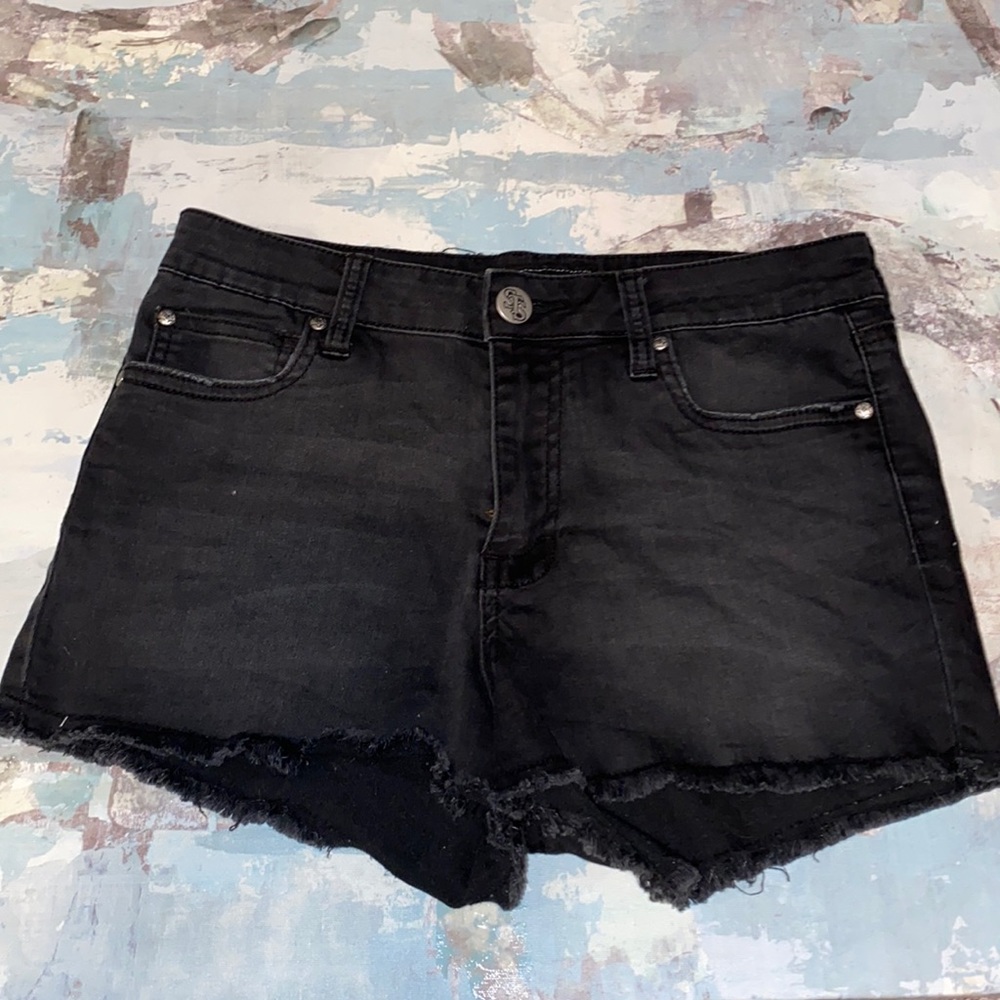 Black denim jean shorts
